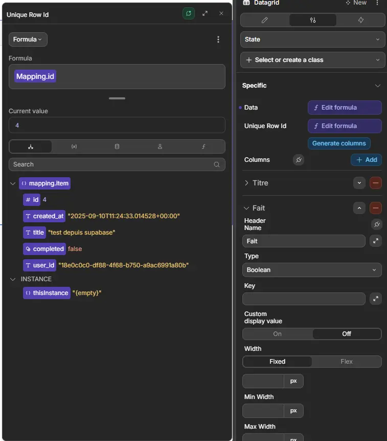 Supabase, comment configurer une clé étrangère depuis l'interface